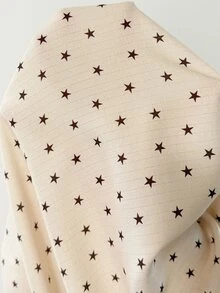 Snug Reverie Women's Apricot Star Print Romantic Fresh Style Long Sleeve & Long Pants Pajama Set, Bow Design On Cuffs And Ankles, Suitable For All Seasons, Home And Outdoor Wear - Apricot - View 7