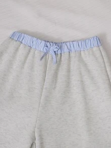 SHEIN ChillGRL طقم سويت شيرت بياقة وياقة على شكل حرف V بتصميم كتل لونية بأسلوب قطعتين بقصة فضفاضة وكاجوال للفتيات المراهقات - متعدد الألوان - مشاهدة 7