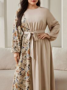 Al Najma Plus Size Women's Floral Print Casual Party Arabian Dress - Multicolor - View 4