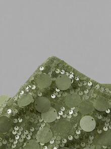 SHEIN ICON 銀色低腰亮片裝飾貼身迷你裙 - 薄荷綠 - 查看 3