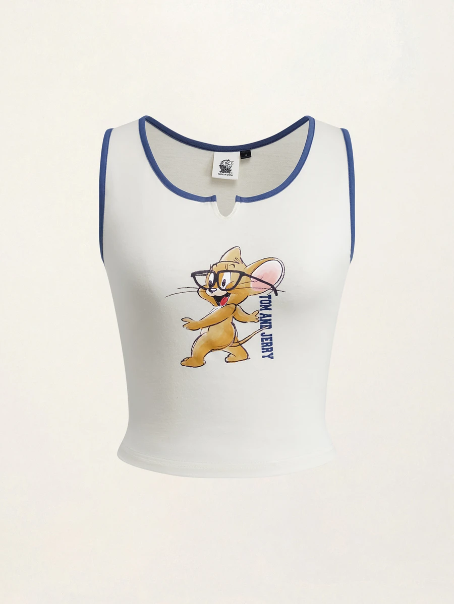TOM & JERRY X SHEIN Women's Letter Cartoon Print Casual Versatile Tank ...