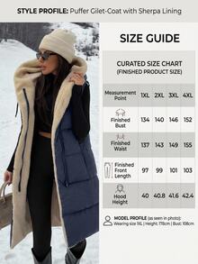 SHEIN Clasi Two-Tone Reversible Padded Zipper Front Pockets Drawstring Hood Vest Jacket - Navy Blue - View 7