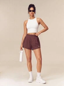 OutZeal Women Sports Shorts Gym Workout Running Lightweight Elastic Waist Shorts Summer - Burgundy - View 2