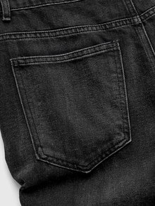 ROMWE MEN Men's Casual Everyday Denim Jeans With Pockets And Buttons - Black - View 5