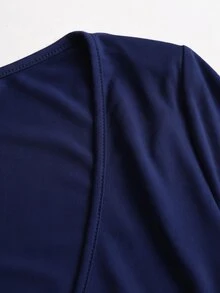 Sweetra Women's Autumn/Winter Pink Sweet Fitted Outerwear Shell Button Decor Commute V-Neck Long Sleeve Jacket - Navy Blue - View 3