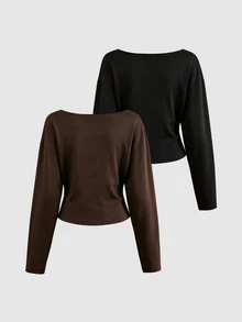 Sweetra 2PCS Women Sweatshirts & Hoodies - Multicolor - View 2