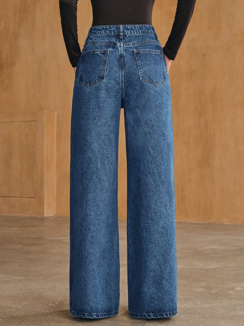 Women's New Fashion Casual Design Patchwork Blue Straight Leg Pants