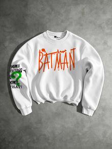 BATMAN X SHEIN Manfinity EMRG 美式街頭塗鴉風男士圓領套頭運動衫 - 彩色 - 查看 1