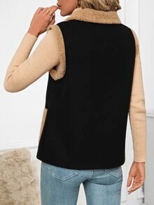 SHEIN Clasi Women's Autumn/Winter Fashion Color Block Patchwork Vest Jacket - Multicolor - View 2