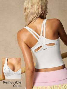 VARSIVA Women's Backless Design Daily Fitness Sports Bra - White - View 1
