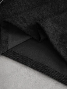 PAVTROS Men's Letter Print Zip-Up Half-Placket Casual Corduroy Jacket - Black - View 3