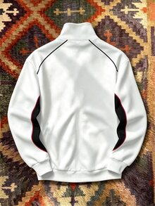 Aesthetic Post Retro Colorblock Regular-Fit Polyester Track Jacket With Stand Collar And Zip Pockets For Streetwear - Multicolor - View 2