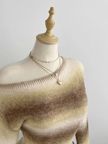 Elamini Women's Sexy Fashion Asymmetrical Shoulder Streetwear Top, Bohemian Style Sweater, Multi-Color Cool Versatile Outfit For Daily Commute, Outing And Party - Multicolor - View 7