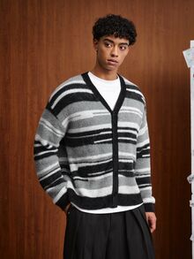 TOKVUE Fashion Men's Striped Long Sleeve Single-Breasted Knit Cardigan - Multicolor - View 3