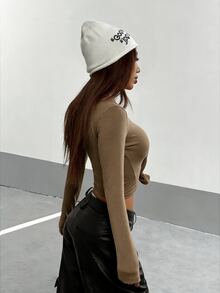 StreetHx 休閒百搭女款秋季舒適柔軟長袖T恤 - 薑色 - 查看 2