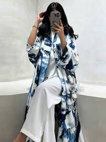 Yasmyna Gaun Panjang Arab Bermotif untuk Wanita - Navy Blue - View 1