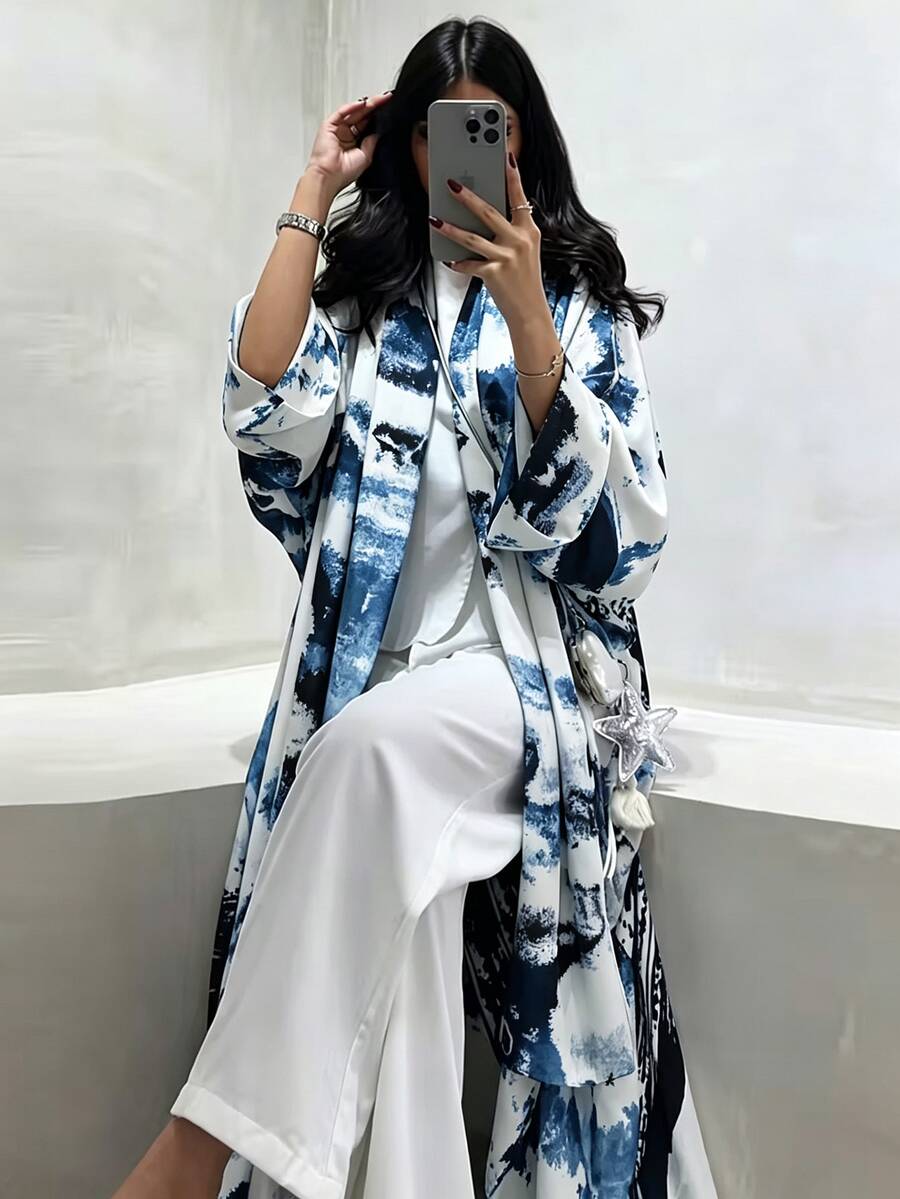 Yasmyna Gaun Panjang Arab Bermotif untuk Wanita - Navy Blue - View 1