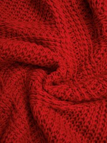 Rusticease Plus Size Red Cable Knit V Neck Long Sleeve Sweater Cozy Casual Fall Winter 2026 - Red - View 4