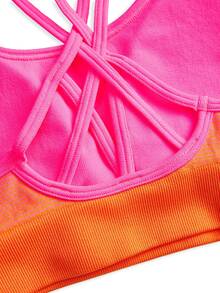 Activina Women's Gradient Color Criss-Cross Back Daily Fitness Sports Bra - Multicolor - View 10