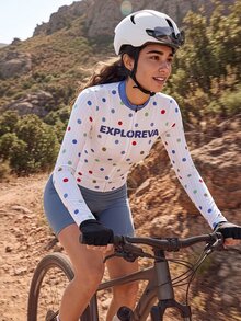 Exploreva Exploreva Women's Polka Dot & Letter Print Casual Daily Cycling Long Sleeve Top - Pastel - View 3