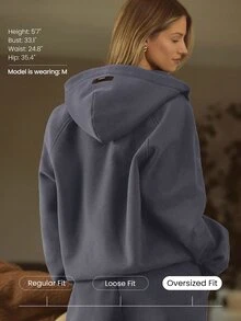 GLOWMODE Heavyweight Fleece Oversized Sweatshirt Jacket Thick Thermal Warm Winter - Iron Gray - View 2