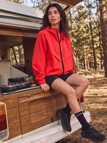 Exploreva Women's Long Sleeve Zipper Front Hooded Outdoor Softshell Jacket - Red - View 3