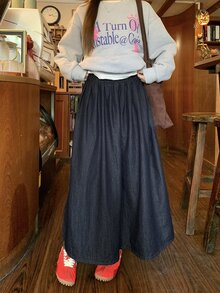 DAZY Women's Fashion Minimalist Denim Skirt, College Style - Blue - View 7