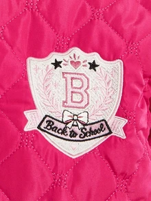 Elnivra Women's Bowknot Decor Patch Design Quilted Single-Breasted Casual Thin Jacket - Pink - View 7