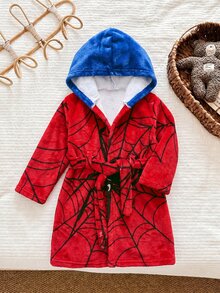Kids Young Boy Knitted Solid Color Embroidered Hooded Casual Autumn Winter Cardigan Loungewear - Multicolor - View 1
