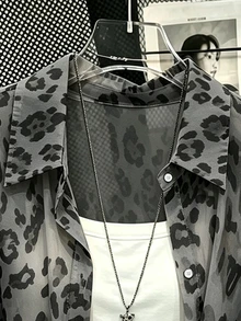 Resyla 大尺碼女款豹紋單排扣休閒日常穿著襯衫 - 彩色 - 查看 4