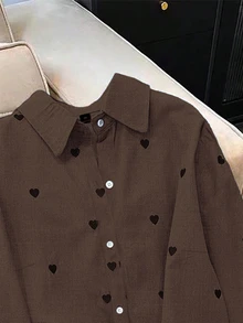 Linhara Large-Sized Woven Simple Commuting Casual Autumn Shirt - Coffee Brown - View 7