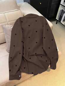 Linhara Large-Sized Woven Simple Commuting Casual Autumn Shirt - Coffee Brown - View 2