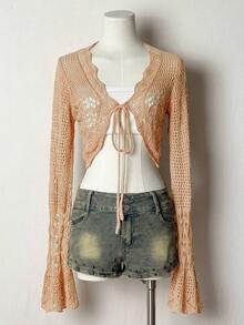 Elamini Women's Solid Color Casual Versatile Daily Cardigan - Orange - View 3