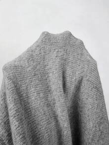 SHEIN 新款秋冬現代中式盤扣針織夾克女款 旗袍領長袖修身短版 - 灰色 - 查看 8
