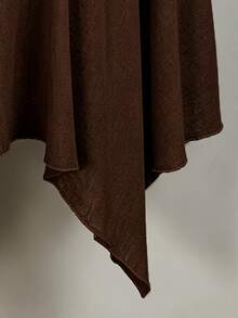 SHEIN Kaos Wanita Polos Kasual Serbaguna untuk Pemakaian Sehari-hari - Coffee Brown - View 6