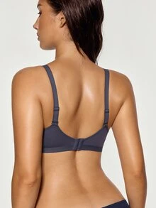 SHAPORA 1pc Vertical Stripe Wire-Free Comfortable Bra - Dusty Blue - View 3