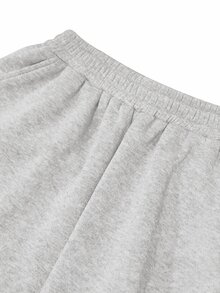 SuriyaCove Women's Loose Wide Leg Solid Color Elastic Waist Casual Sweatpants - Light Grey - View 3
