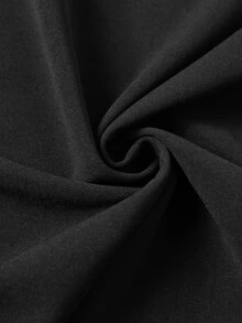 Rometta Plus Size Elegant Solid Color V-Neck Lace Patchwork Waist-Cinching Dress Suitable For Party And Ball Wear - Black - View 8