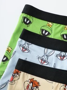 LOONEY TUNES X SHEIN سروال داخلي بوكسر كاجوال يومي بطبعة كرتونية للأولاد المراهقين - متعدد الألوان - مشاهدة 4