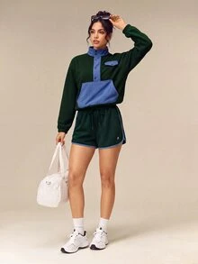 OutZeal Women Sports Shorts Gym Casual Workout Elastic Waist Adjustable Drawstring Short Sweatpants - Mist Green - View 2