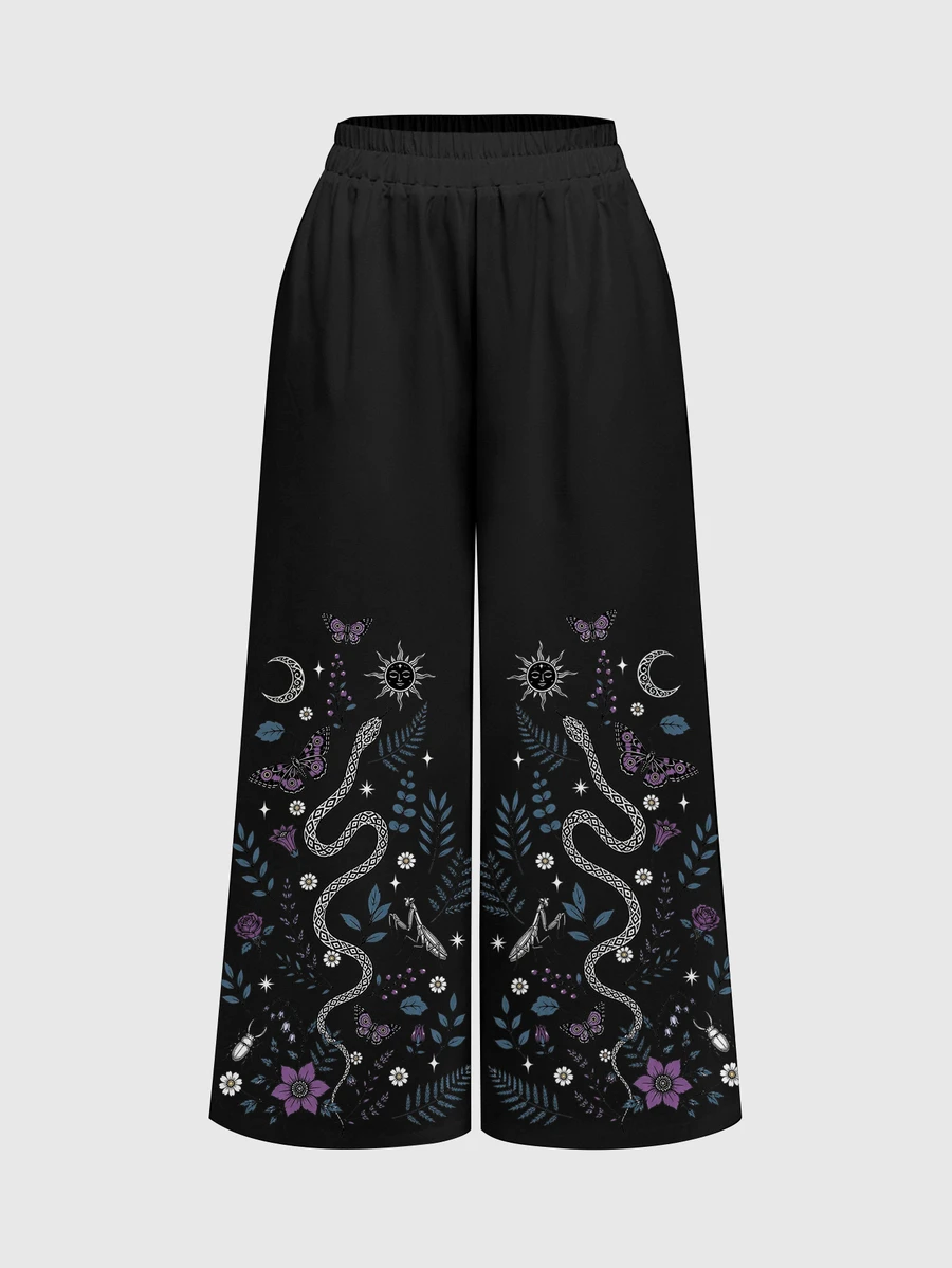 ROMWE Grunge Punk Women's Butterfly Snake Pattern Casual Daily Wide Leg Pants - Black - View 1