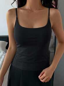 DAZY 2pcs/Set Women's Winter Thermal Lined Simple Versatile Camisole Base Layer Tops - Black - View 15