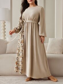 Al Najma Plus Size Women's Floral Print Casual Party Arabian Dress - Multicolor - View 6