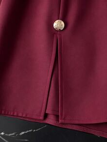 Franclia Women's Elegant Fashion Button Front Slit Skort - Burgundy - View 5