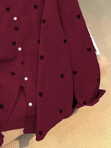 Linhara Large-Sized Woven Simple Commuting Casual Autumn Shirt - Red - View 7