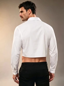 ZURIURI Men's Elegant Premium Minimalist Daily Commute Long Sleeve Shirt - White - View 2