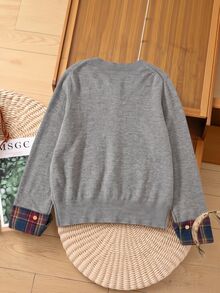 Rusticease Plus Size Women Solid Color Casual Daily Cardigan - Grey - View 3
