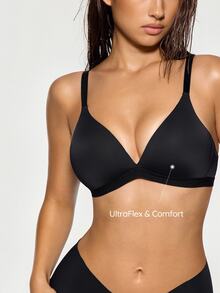 SHAPORA 1 buah Bra Nirkabel Model V Dalam yang Nyaman - Hitam - View 1