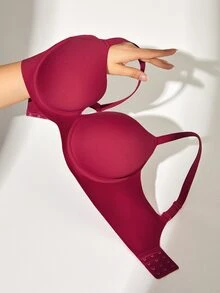 LUVLETTE Dream Curve Support+ Side Support  Underwire Push Up T-Shirt Basic  Comfortable No-Show Seamless Must-Haves  Christmas Red Bra - Red - View 8
