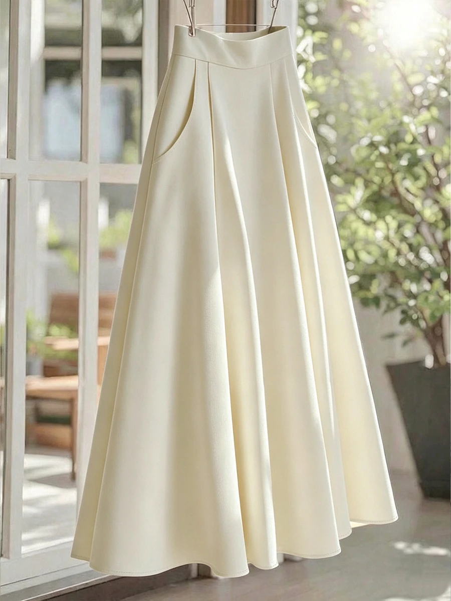 Franclia New French Style High Waist Solid Color Slimming Elegant Fashion Yellow Women's Skirt - Apricot - View 1